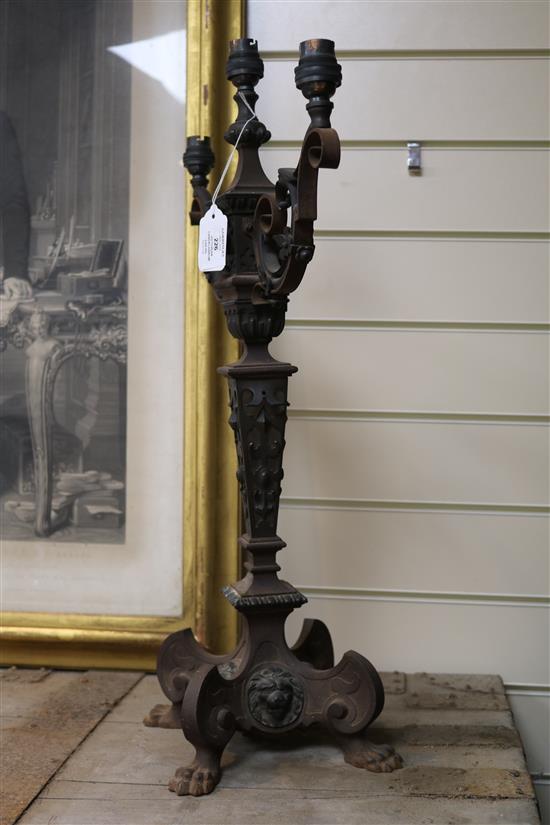 A Victorian gilt brass candelabrum, possibly to a design by Edward Middleton Barry, late 19th century, H. 23in.